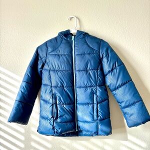 Wonder Nation Navy Hooded Puffer Jacket – Size 8 (Girl)